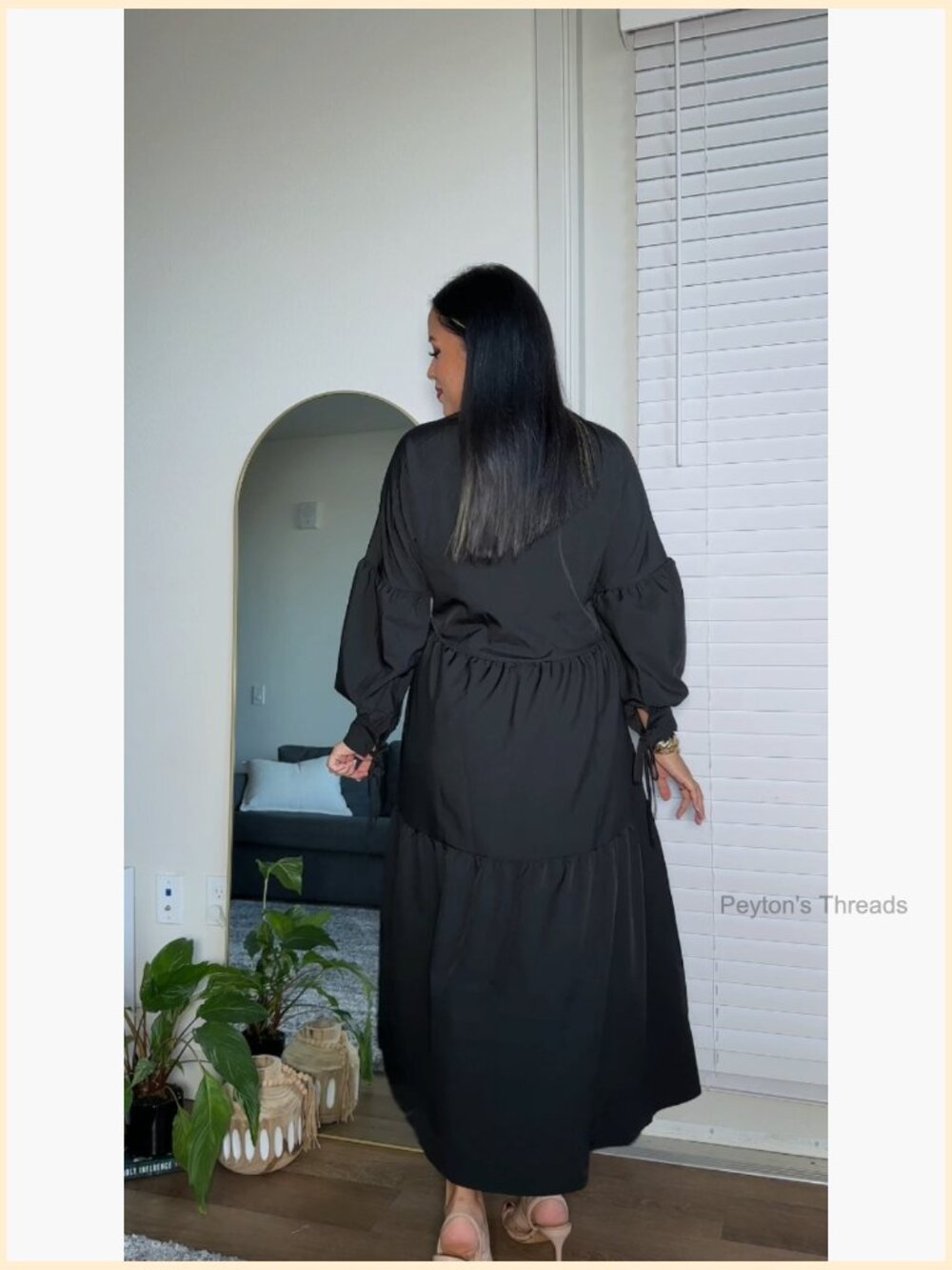 Long Sleeve Maxi Shirt Dress with Button Down and Pleated Details - Picture 6 of 7